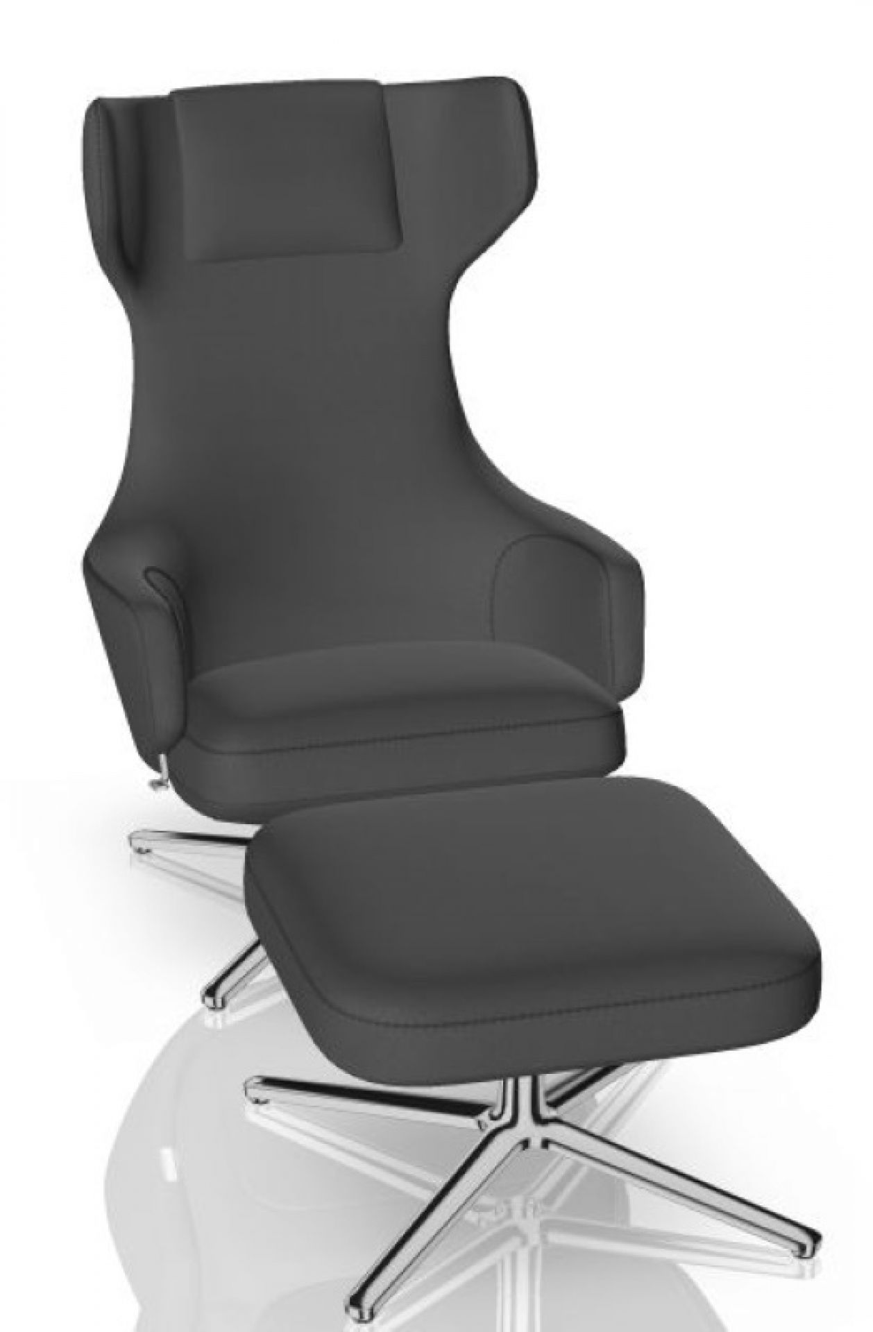 Grand Repos Fauteuil + Ottoman Vitra Poli Cosy Classic gris